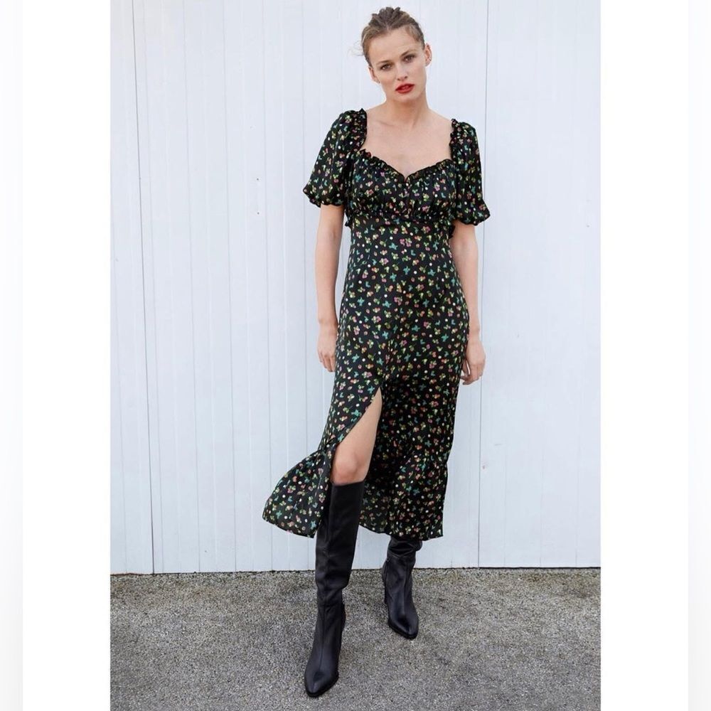 ZARA SATIN EFFECT FLORAL PRINT DRESS - Picture 2 of 4